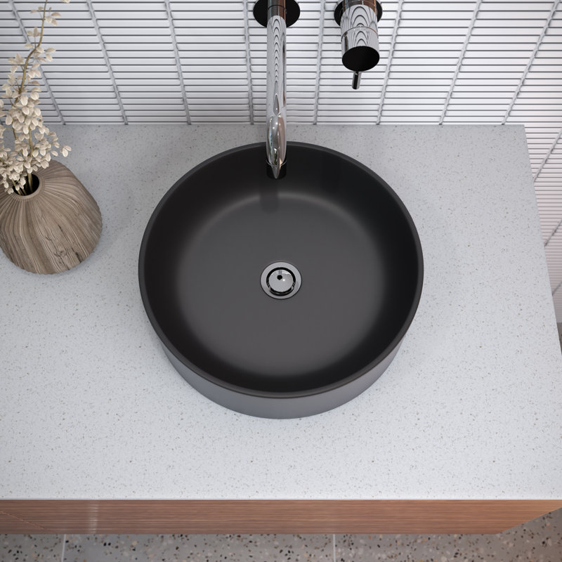 Glass Warehouse Tucana Bench Mount Ceramic Round Vessel Bathroom Sink